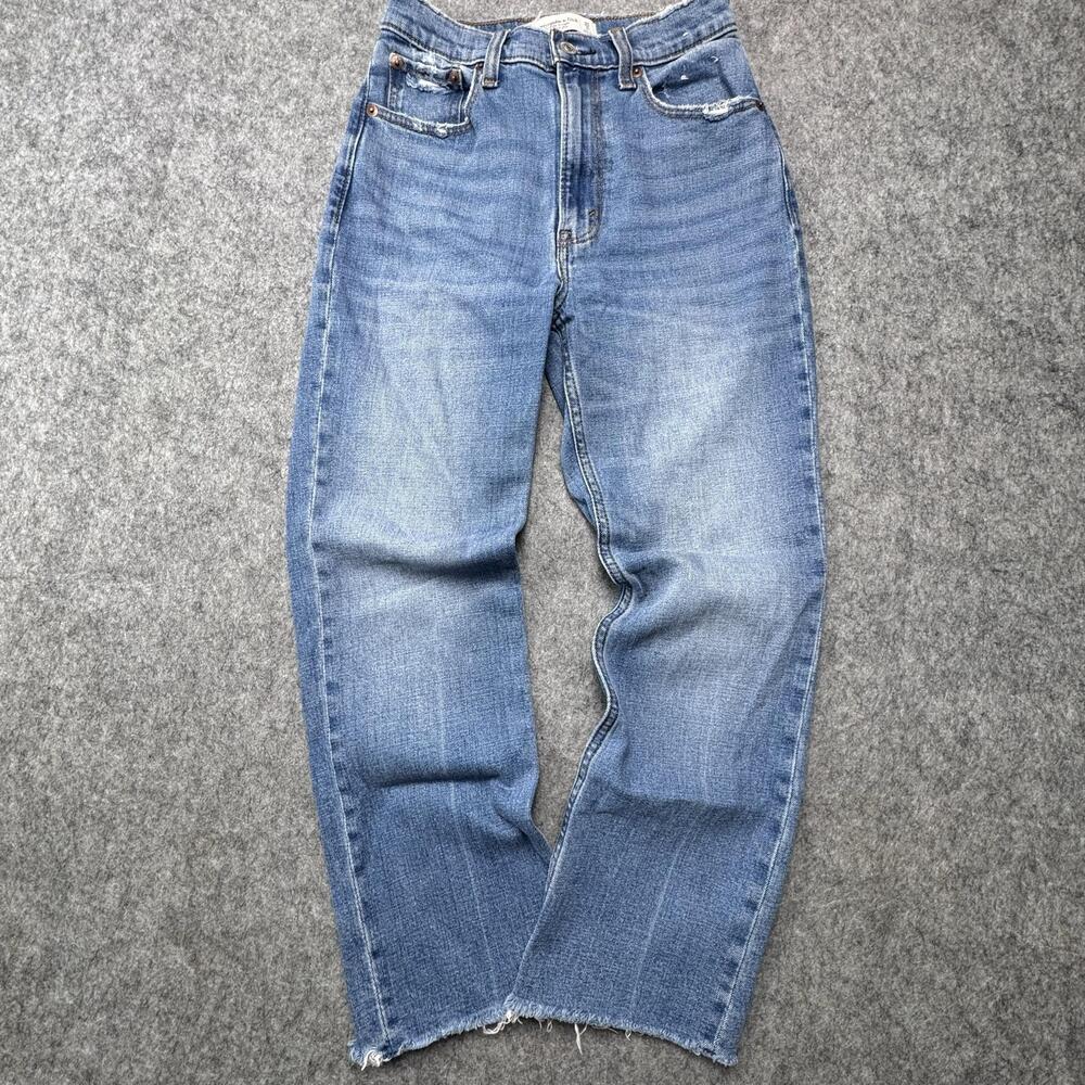 Abercrombie & Fitch Jeans Womens 25 Blue High Rise Ankle Straight Distressed